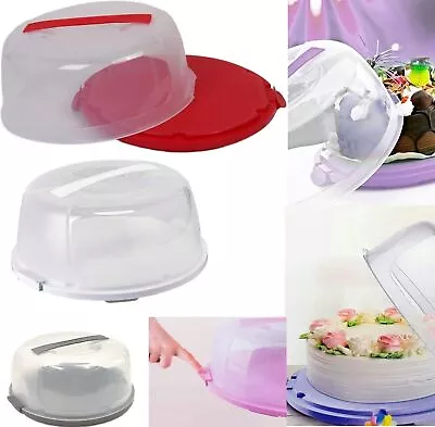 30cm Multicolour Round Cake Storage Carrier Box Container Clear Lockable Cover • £10.44