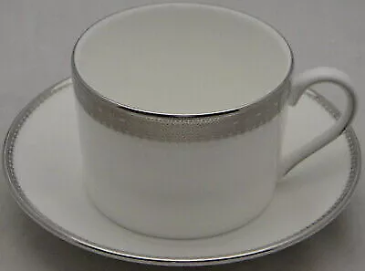 Set Of 4 Vera Wang Vera Lace-Platinum Flat Cup & Saucer Sets • $109.99