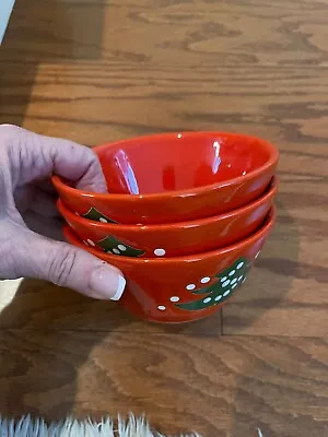 Set Of 3 Vintage Waechtersbach Germany Red Christmas Tree Bowls ~5” • $21.50