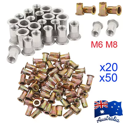 20/50X M6 M8 Insert Rivet Nut Blind Nut Flat Head Nutsert Stainless Steel Carbon • $6.79