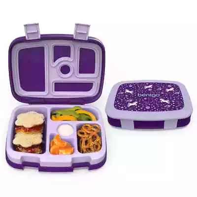 Bentgo Kids UNICORNS IN SPACE Leak-proof  Bento-Style Lunch Box Purple Girls • $17