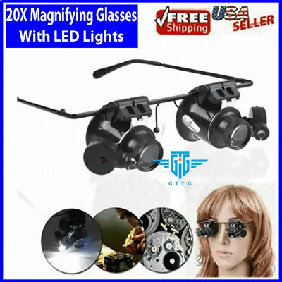 20X Magnifying Magnifier Glasses Magnifaction Jeweler Watch Repair LED Light NEW • $7.99