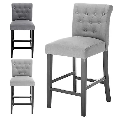 £130.99 • Buy 2/4x Bar Stools High Counter Breakfast Chair With Linen Upholstered Backrest Pub