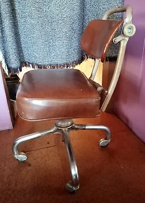 Vtg MCM SteelCase Rolling Tanker Office Chair Bent Tube Base • $219