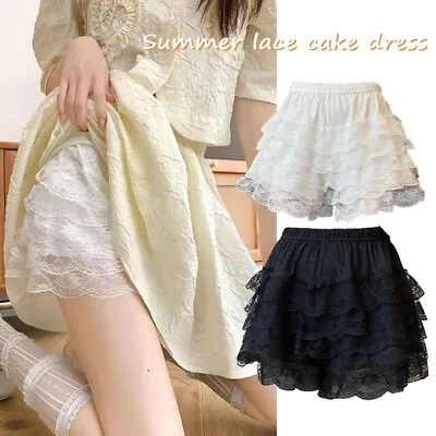 Women Lace Ruffle Shorts Safety Pants Knickers Panties Underpants Frilly Tiered • £5.74