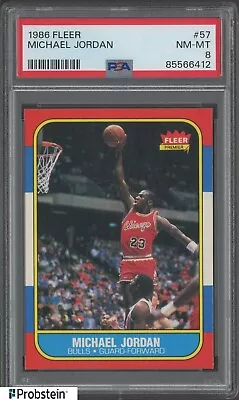 1986 Fleer Basketball #57 Michael Jordan RC Rookie HOF PSA 8   SHARP CORNERS   • $6000
