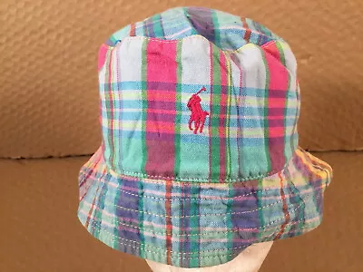 POLO Ralph Lauren Reversible Bucket Fishing Beach Hat Khaki + Plaid Size?L • $49.58