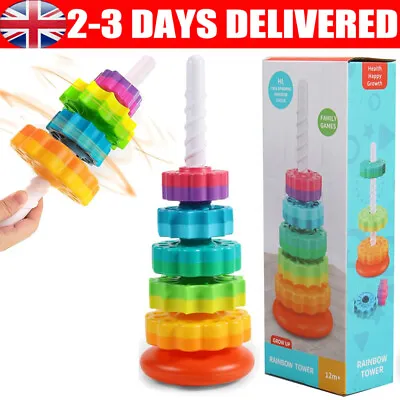 Baby Sensory Spinning Toy Rainbow Stacking Early Educational Learning Toys Gifts • £9.94