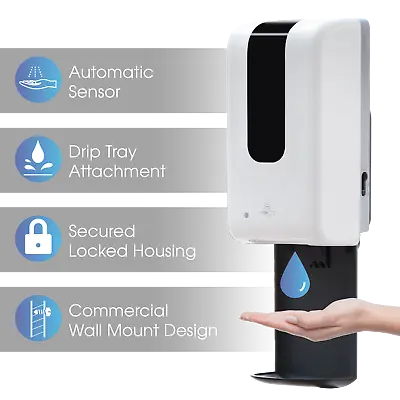£9.99 • Buy Automatic Hand Gel Soap Dispenser 1200ml Wall Mounted 1000 Individual Uses