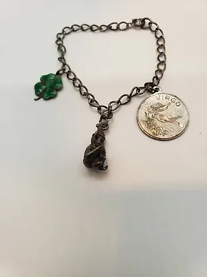 Vintage Sterling Silver Charm Bracelet Jewelry Leprechaun Shamrock St Patrick's • $44.99