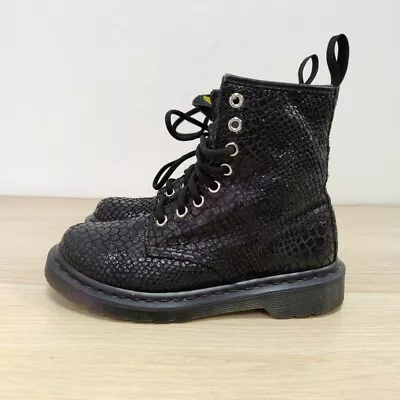 Dr Martens 1460 Pascal Snake Print Black Soft Leather Ankle Rare Boot Uk 3 Eu 36 • £63.99