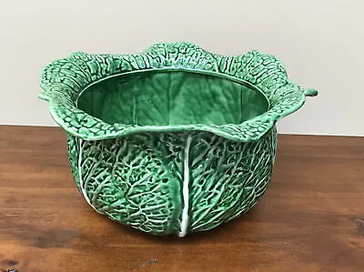 VINTAGE Freeman Portugal Secla Porcelain Green Cabbage Lettuce Soup Tureen Bowl • $39.50