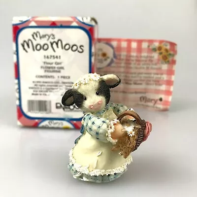 Cow Figurine Marys Moo Moos Flour Girl Throwing Petals Box COA Retired Enesco • $9.99