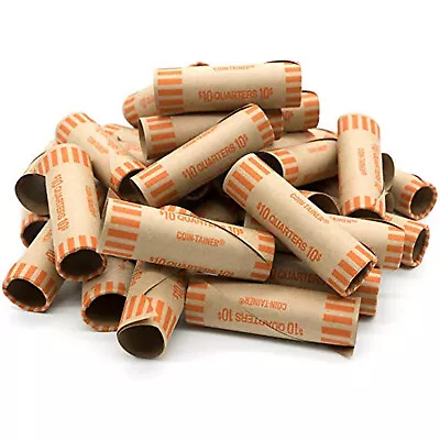 36 Rolls Of Preformed  Coin Wrappers Tubes  Quarters  • $6.98