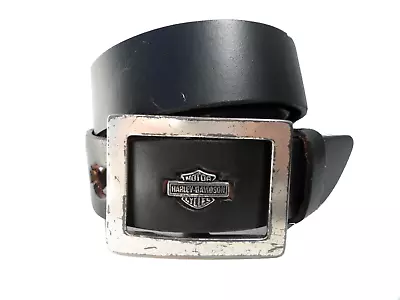 HARLEY-DAVIDSON Belt Men's Size 32 Black Leather With Buckle Logo 97771-01VM • $30