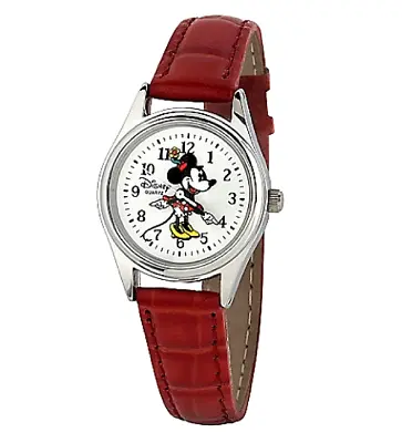 Minnie Mouse Watch Quartz Classic Disney Park Authentic ✿ Red Band 1'' 8'' L NEW • $26.97