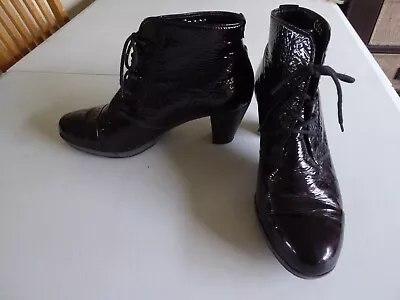 GABOR Dark Purple Boots Patent Leather Size 5.5 • £7.99