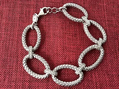 Charles Garnier 7.5  Sterling Silver Link Bracelet - Woven Mesh W/CZ’s   J-1 • $199.99