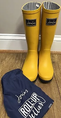 NEW Joules Yellow Roll Up Wellies Rain Boots US 6 With Bag • $50