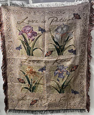 Mohawk USA Elegant Iris Flower Floral Garden Tapestry Throw Blanket 40 X 50 • $34.96