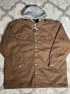 Dickies Hooded Work Jacket Mens Size XL Quilted Lined Duck Canvas Snap Full-Zip • $25