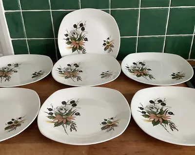 Vintage Midwinter Stylecraft Fashion Shape Countryside Pattern Salad Plates X7 • £7