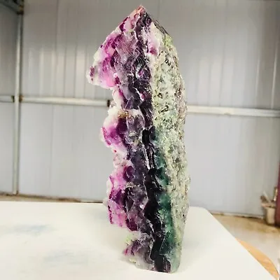 1084g Natural Colorfully Fluorite Quartz Crystal Obelisk Wand Point Healing M747 • $2.73