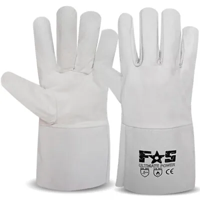 Leather Welding Gloves TIG/MIG Welder Heat Resistant Gloves Gardening 14  Long • £8.99