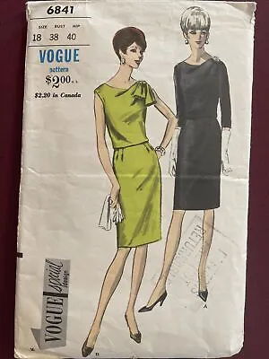 VTG Vogue Special Design 6841 Sz 18 1960s Dress Sewing Pattern  • $21.99