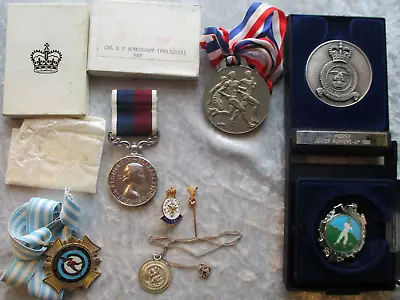 RAF Long Service Medal/Sports/Badge/Pin/Silver St.Christopher/CPL.K.R. SONGHURST • £70