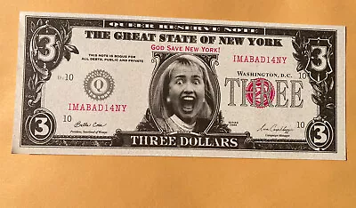Vintage 1999 Slick Times Hilary Clinton Novelty/Fake $3 Queer Reserve Note • $0.99