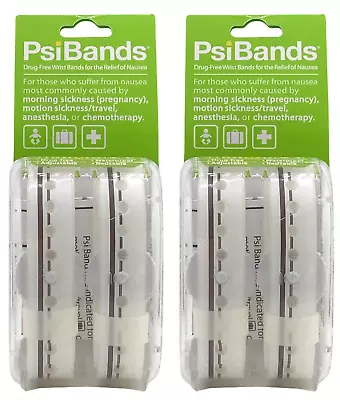 2 Pack Psi Bands Drug-Free Wrist Bands For Nausea Relief - White Waterproof • $19.99