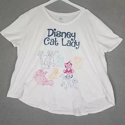 Disney Parks Women's 3X T-Shirt Disney Cat Lady Lover Simba Cheshire Marie White • $24.99