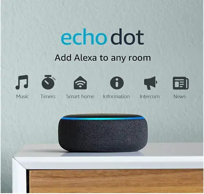 Amazon Echo Dot (3rd Generation) In Charcoal Black - Alexa Device [New / Sealed] • $54