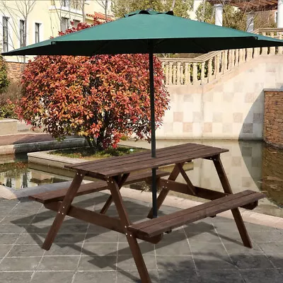 Garden Patio Pub Picnic 4 Seats 120cm Bench Wooden Table Set Outdoor Furniture • £85.95