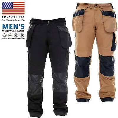 Men Heavy Duty Work Trousers Carpenter Construction Holster Pocket Utility Pants • $24.99