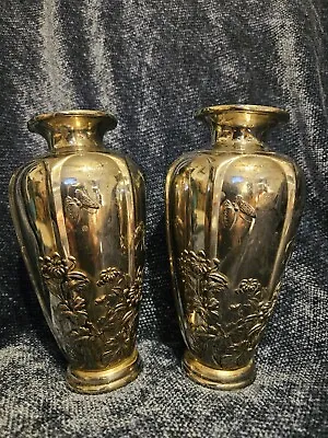 Antique Pair Of Japanese Mixed Metal Meiji Period Vase Stamped Japan 1900-1940 • $120