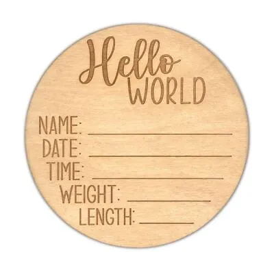 Hello World Newborn Welcome Sign Wooden Birth Baby Name Plaques • $12.13