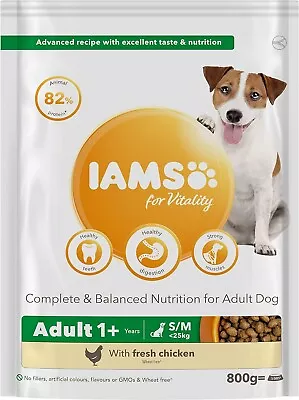 IAMS Complete Dry Dog Food For Adult 1+ Small And Medium Breed With Chicken 800g • £5.59