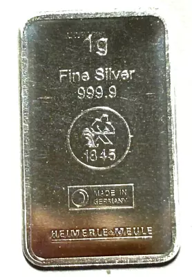 1 Gram Silver Bar Heimerle & Meule. • £4.99