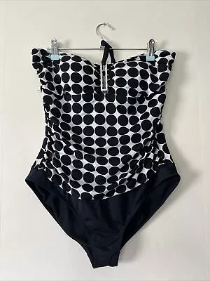 Marks & Spencer Black & White Polkadot Swimsuit Swimming Costume Size UK 18 • £14.99