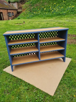 £50 • Buy Blue Painted Bench Storage, Shoe Shelves, Cork Lined, Hall Console