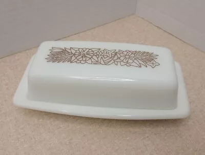 Vintage Pyrex Butter Dish White Woodland Pattern Milk Glass Retro Kitchen Decor • $24.99