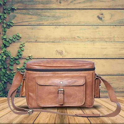 Vintage Handmade Messenger Leather Satchel Bag For All Camera DSLR SLR Lens • $59.22