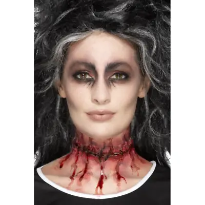 Latex Stitched Scar Prosthetic Slit Throat Special FX Ladies Halloween Make Up • £6.99