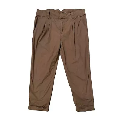 Zara Basics | Brown 100% Cotton Light Weight Crepe Pants Size Large • $9.99