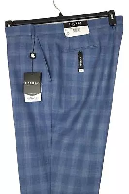 Lauren Ralph Lauren Classic-Fit Ultraflex Wool Suit Pants Blue Plaid 42x32 NWT • $49.95