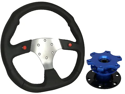 F1 CHROME Steering Wheel + Blue Quick Release Boss TBL For RENAULT • £89.99