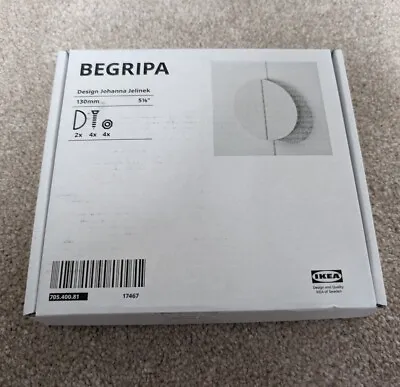 BEGRIPA IKEA White Half Round Moon Pack Of 2 Door Handle Knobs 705.400.81 New • £9.99