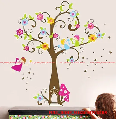 X-Large FAIRY TREE FLOWERS Wall Stickers Art Decal Girls Bedroom Decor Nursery • £7.98